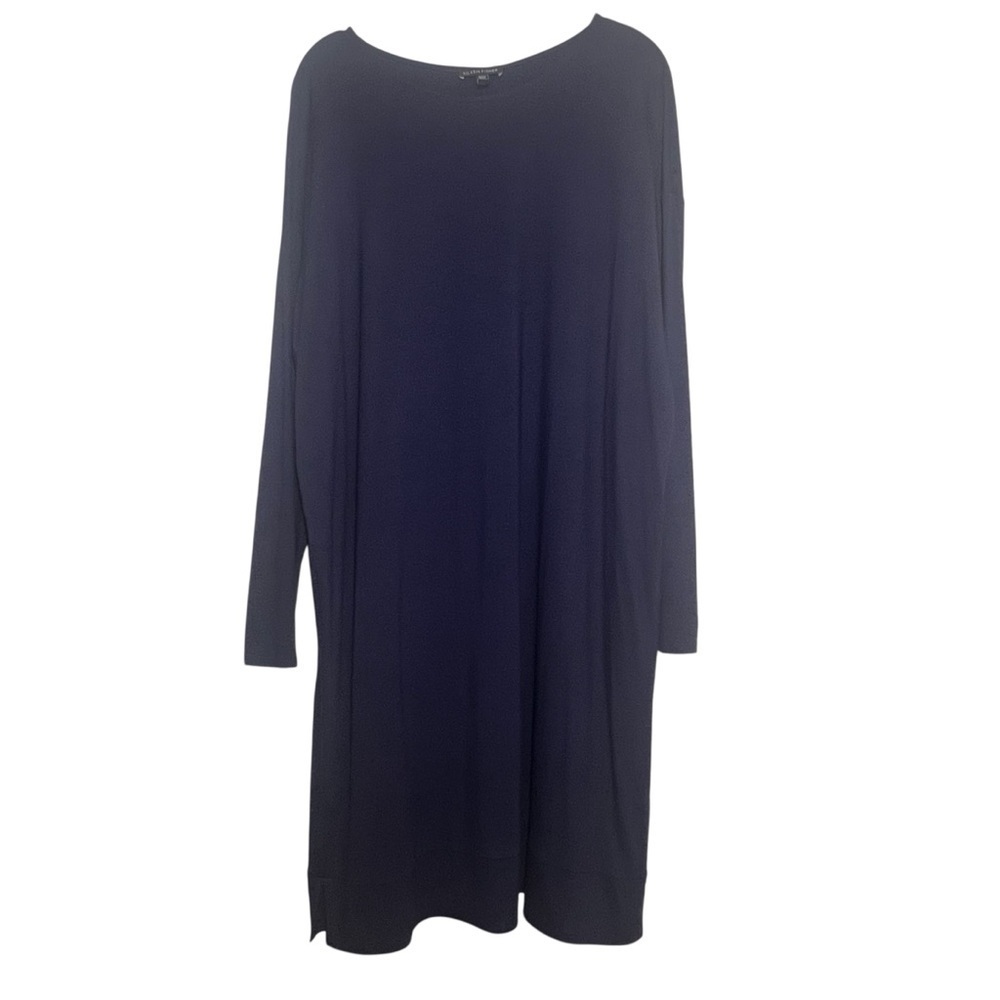 Eileen Fisher T Shirt Dress Womens Size Large Navy Blue LS Minimalist Capsule